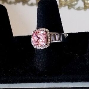 Vintage pastel cushion cut diamond ring